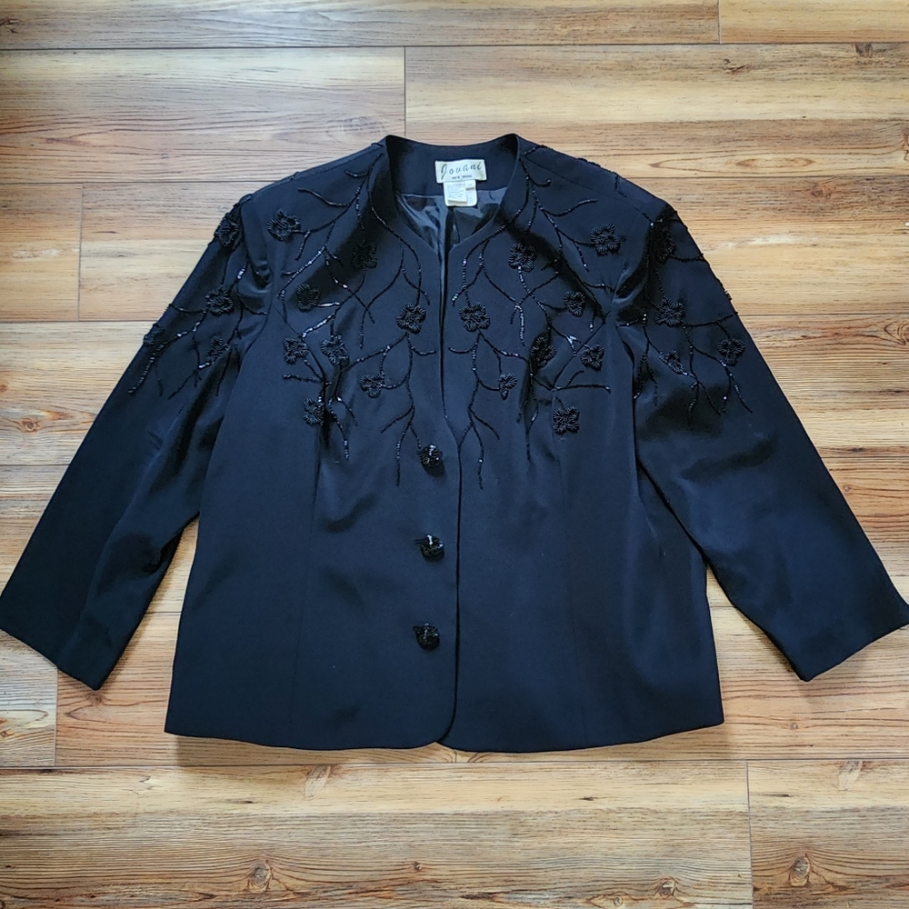 Jovani New York Blazer Womens 26 Black Beaded Evening Jacket